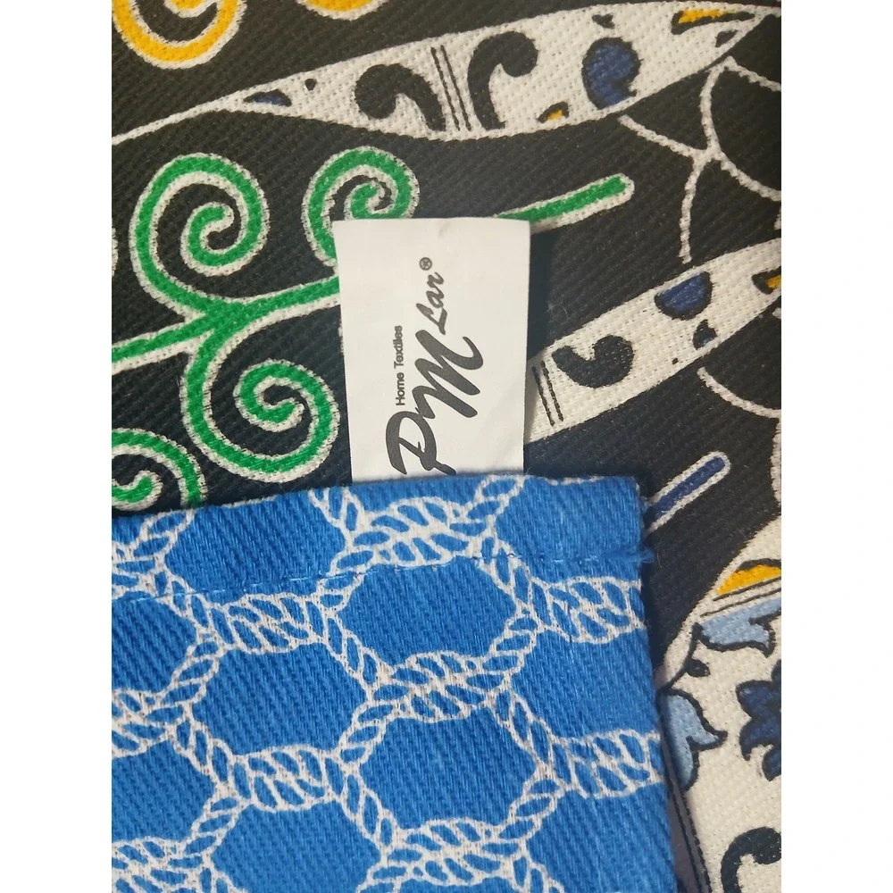 PM Lar Portugal Cotton Tea Towel Blue Sardine Tile Print Kitchen Dish Cloth